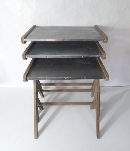 Tables gigognes en bois et zinc