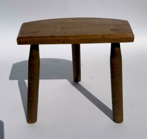 TABOURET 3 PIEDS BRUTALISTE 1970 VINTAGE DESIGN H3069