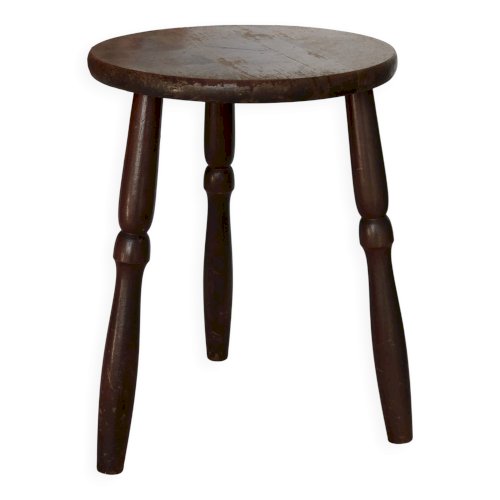 Tabouret ancien tripode en bois tourné