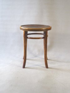 Baumann or Fischel stool, circa 1930 with "floral" wooden seat, no Thonet