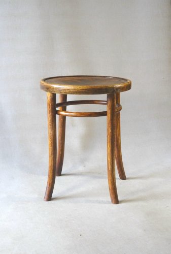 Tabouret Baumann ou Fischel, vers 1930 assise bois "florale", no Thonet