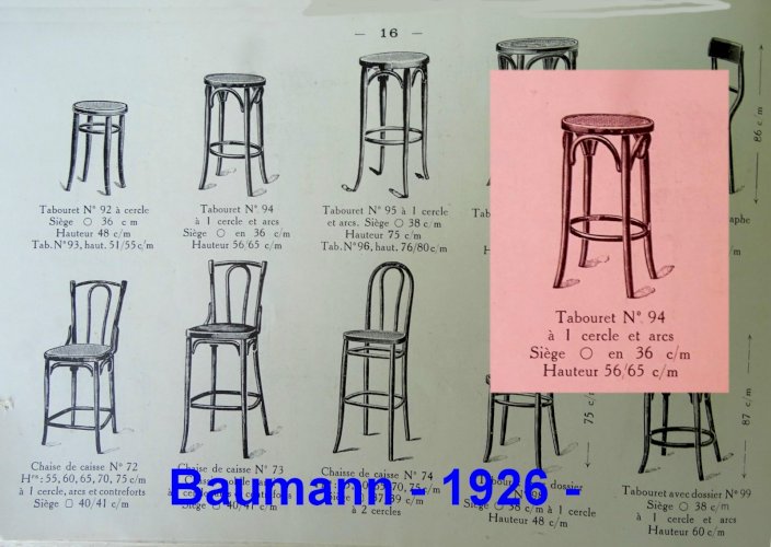 Tabouret bistrot N°94 par Baumann 1930, no Thonet