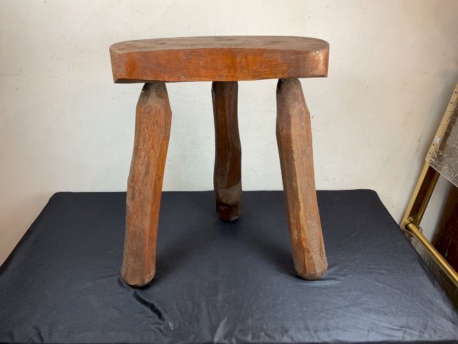 Tabouret brutaliste bois brutalist chair tripod wood stools style marolles