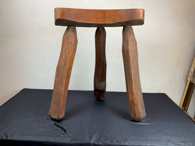Tabouret brutaliste bois brutalist chair tripod wood stools style marolles