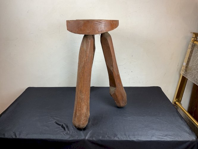 Tabouret brutaliste bois brutalist chair tripod wood stools style marolles