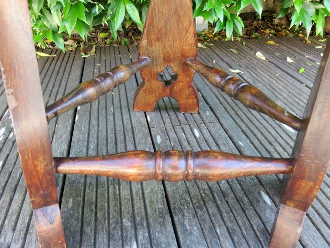 TABOURET DE FERME TRIANGULAIRE TRIPODE BOIS ET PAILLE ANNEES 50 60 VINTAGE