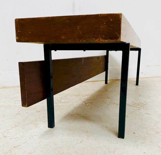 Tabouret en bois et fer forgé XX siècle