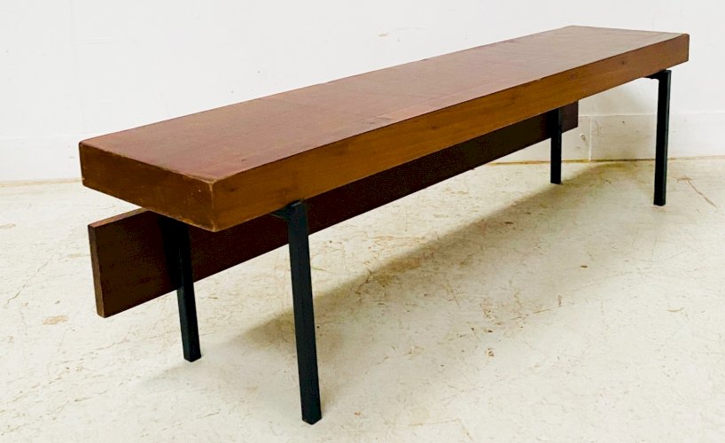 Tabouret en bois et fer forgé XX siècle