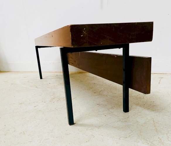 Tabouret en bois et fer forgé XX siècle