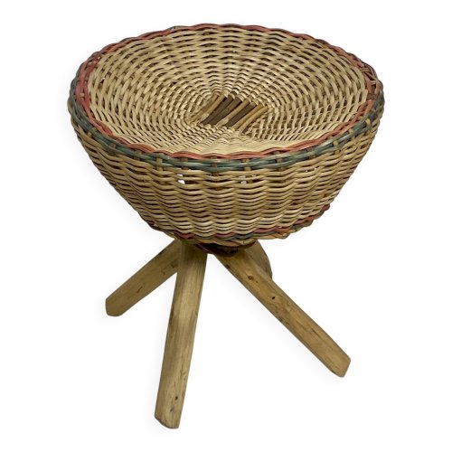 Tabouret en rotin – Vintage années 70