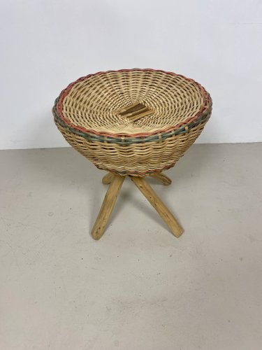 Tabouret en rotin – Vintage années 70