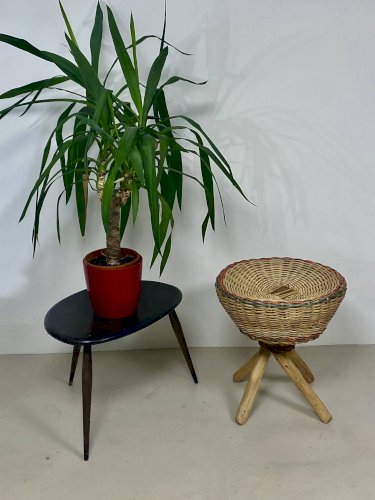 Tabouret en rotin – Vintage années 70