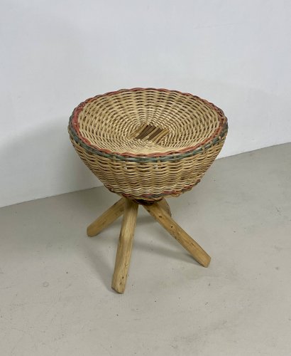 Tabouret en rotin – Vintage années 70