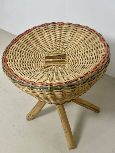 Tabouret en rotin – Vintage années 70