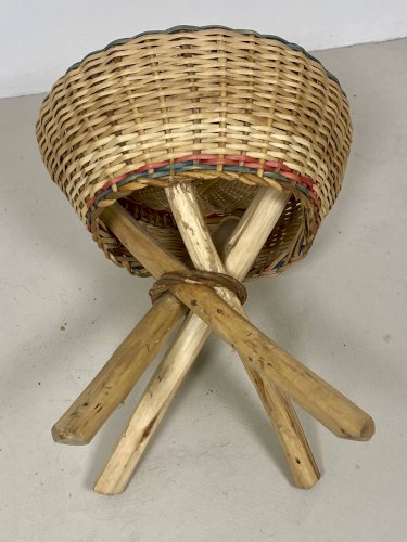 Tabouret en rotin – Vintage années 70