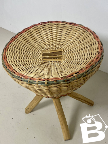 Tabouret en rotin – Vintage années 70