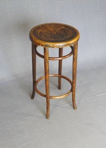Fischel Stool No. 34 T from 1925, wooden seat - Bistro - not Thonet