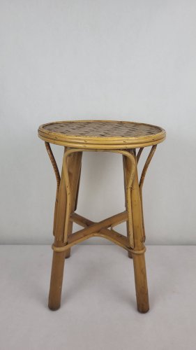 Tabouret / guéridon vintage 1970s,rotin