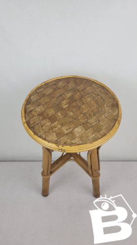 Tabouret / guéridon vintage 1970s,rotin