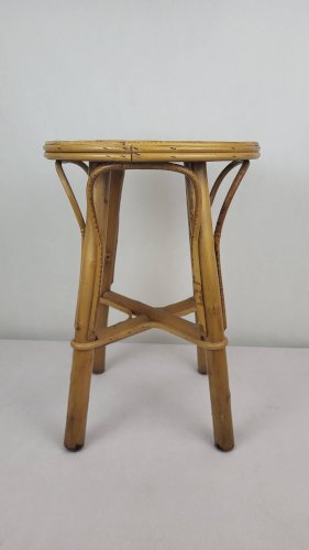 Tabouret / guéridon vintage 1970s,rotin