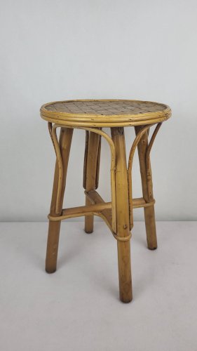 Tabouret / guéridon vintage 1970s,rotin