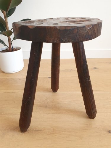 Tabouret tripode brutalise vintage
