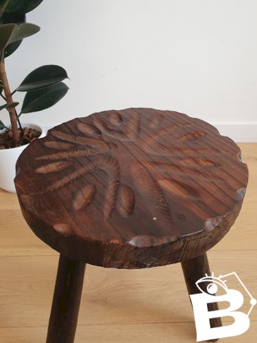 Tabouret tripode brutalise vintage