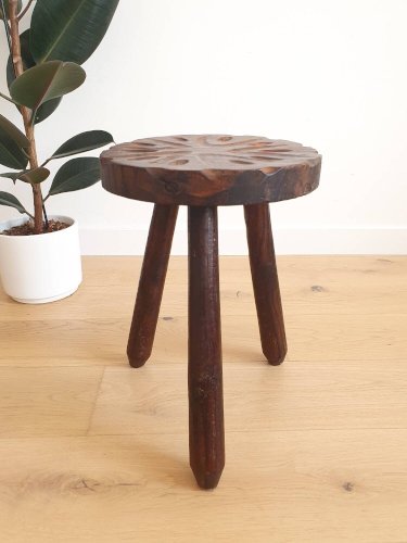 Tabouret tripode brutalise vintage