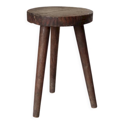 Tabouret tripode vintage en bois