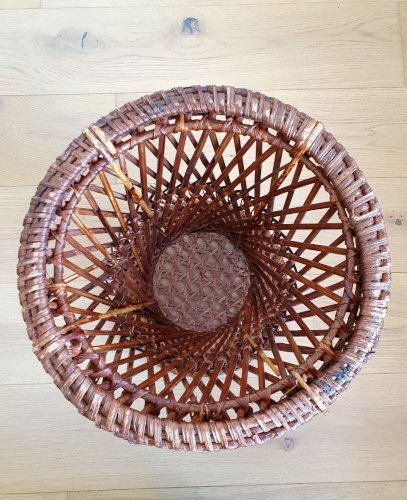 Tabouret vintage en rotin et cannage