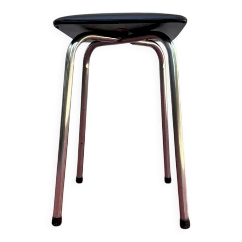 Tabouret vintage en skaï noir