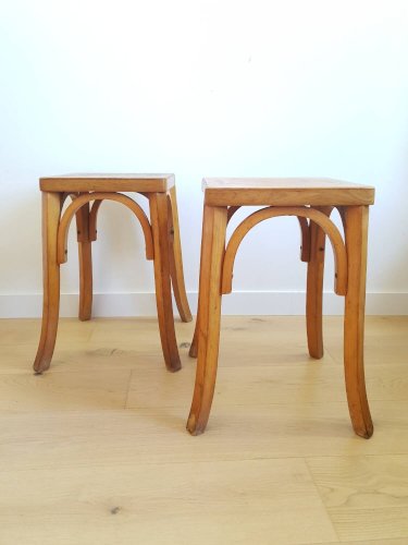 Tabourets en bois courbé vintage