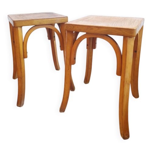 Tabourets en bois courbé vintage