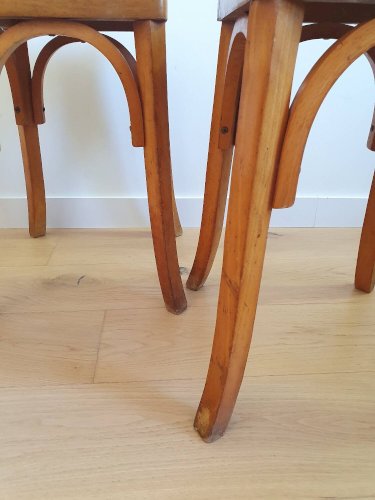 Tabourets en bois courbé vintage