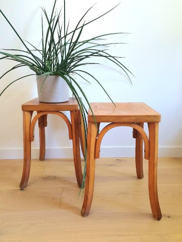 Tabourets en bois courbé vintage