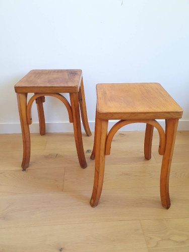 Tabourets en bois courbé vintage