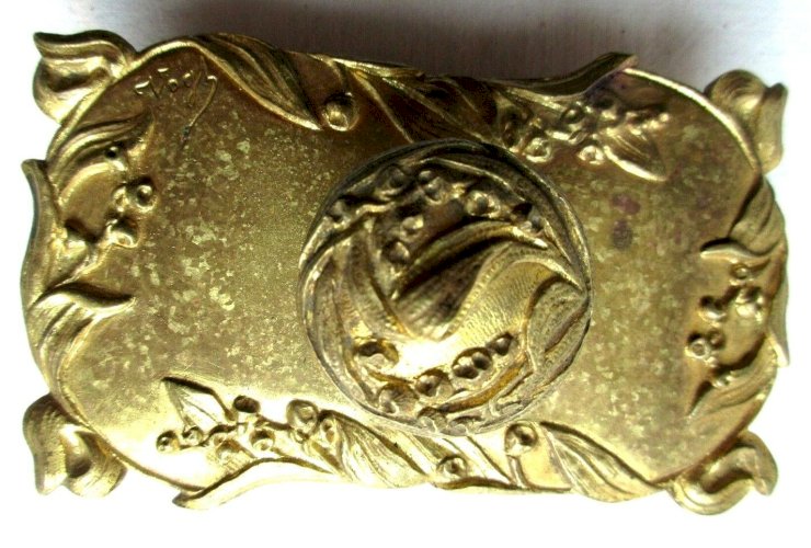 Tampon buvard Art Nouveau en bronze doré sculpté de muguet, signé VOGT