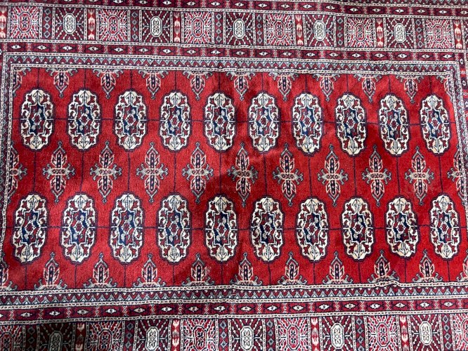 Tapis laine Mykene 83x160 cm – Wool Belgian Rug – Motif Oriental Rouge