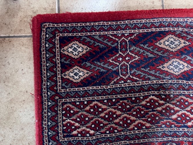 Tapis laine Mykene 83x160 cm – Wool Belgian Rug – Motif Oriental Rouge