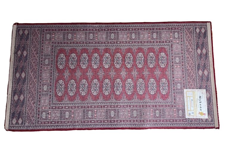 Tapis laine Mykene 83x160 cm – Wool Belgian Rug – Motif Oriental Rouge