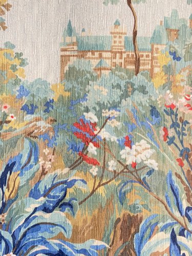 Tapisserie style verdure XVIIIe au château Robert Four Aubusson titrée l'été
