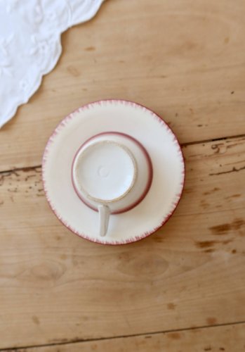 Tasse à café ancienne Longchamp terre de fer avec sous-tasse