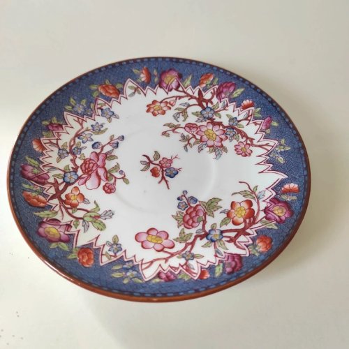 Tasse à café ancienne Sarreguemines Minton coloris bleu, vers 1920