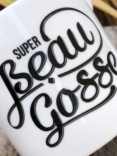 Tasse à café blanche inscription Super Beau Gosse
