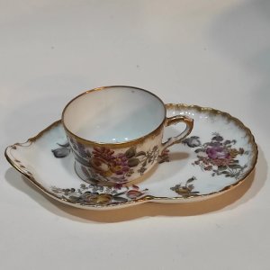 Coffee cup and its selfish tray in Limoges porcelain CFH GDM