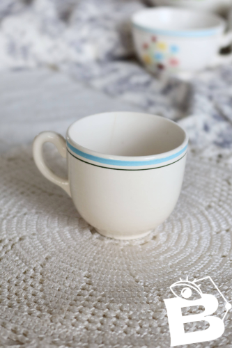 Tasse à café vintage faïence Salins - Motif fleuri