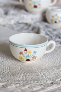 Tasse à chocolat vintage faïence Salins - Motif fleuri