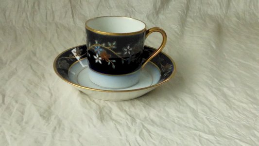 MOKA CUP MODEL LITRON LIMOGES PORCELAIN BLUE SEVRES ENAMELS FRANCE*