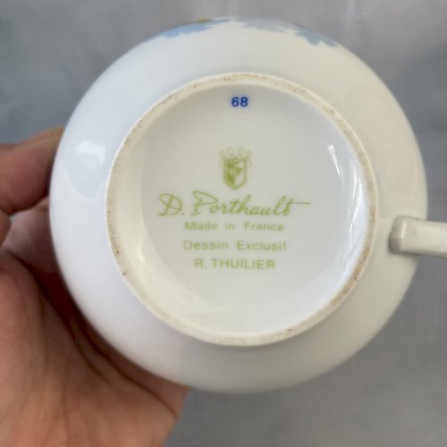 Tasse à thé / chocolat porcelaine D. Porthault dessin exclusif R. Thuillier