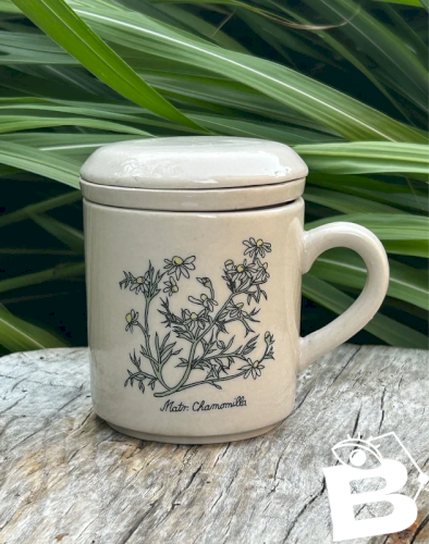 Tasse à thé en grès motifs botaniques